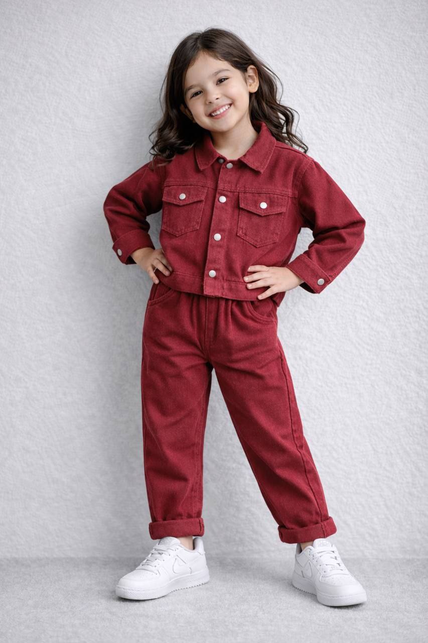 Burgundy denim set