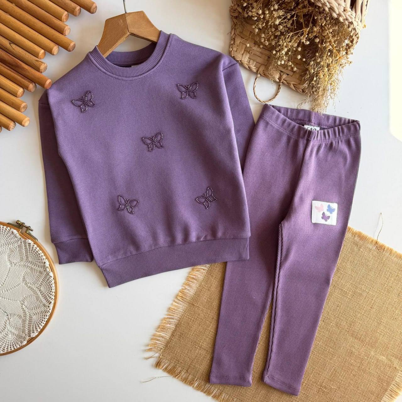 Purple beads butterfly set